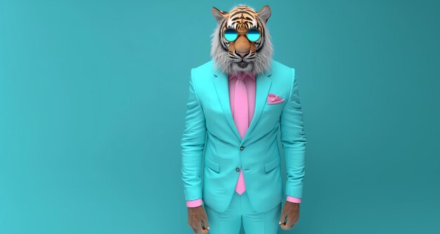 Photo anthropomorphic tigers wearing fashion tiger fashion shows tiger fashion shot