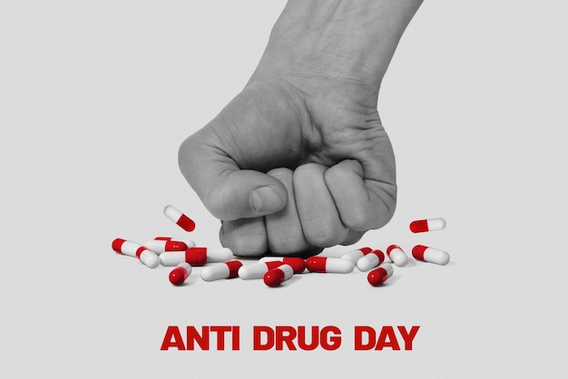 Photo anti drug day banner collage