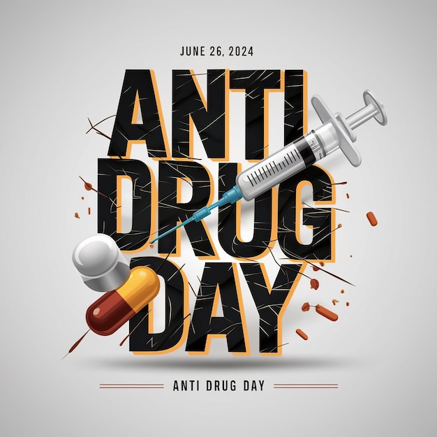 Anti Drug Day Jun 26 2024 image on white background ai generated