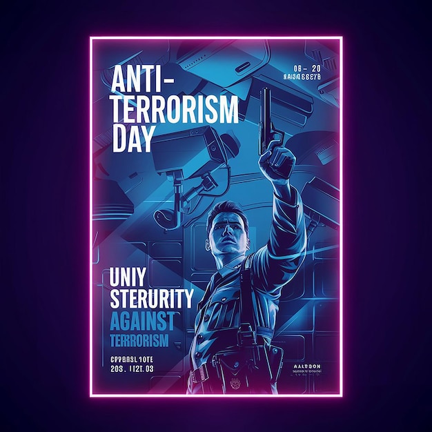 Anti Terrorism Day Neon Boder Illustration