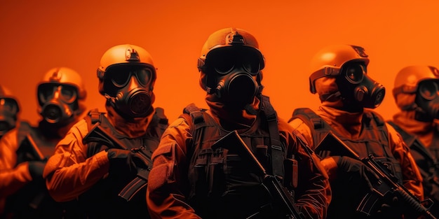 Anti terrorism day orange background Stop the war with counter terrorism team Generative Ai