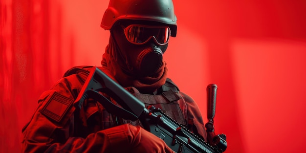 Anti terrorism day red background Stop the war with counter terrorism team Generative Ai