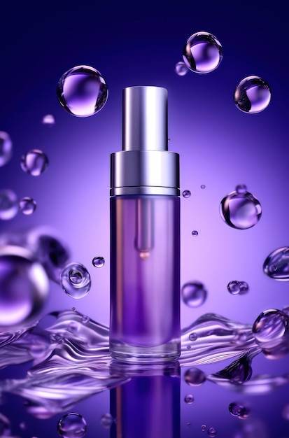 Antiaging serum on a purple background by Generative AI