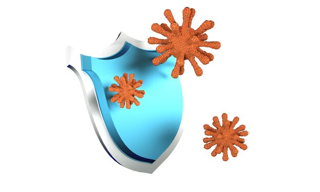 Photo antibacterial or anti virus shield, health protect concept. 3d rendering