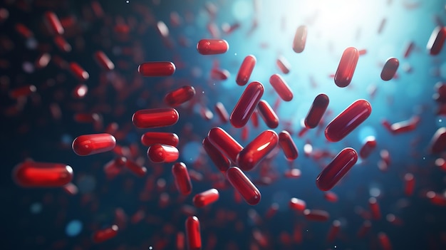 Antibiotics and capsules in the air Concept is healthy Generative AI