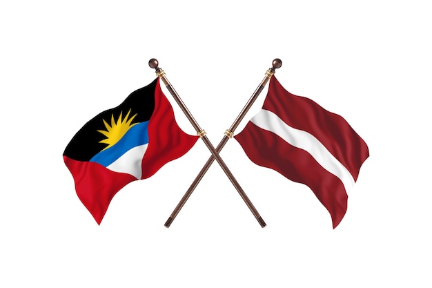 Antigua And Barbuda versus Latvia Two Countries Flags Background