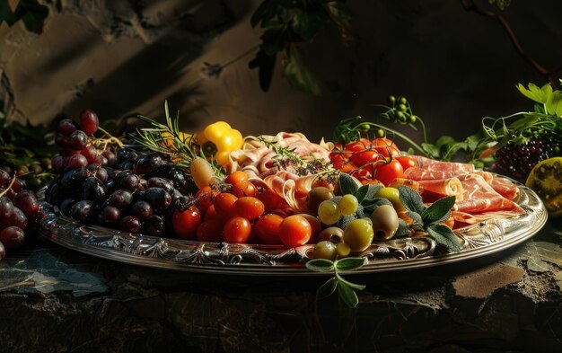 Photo antipasto on the italy traditional background professional advertising food photo ai generated