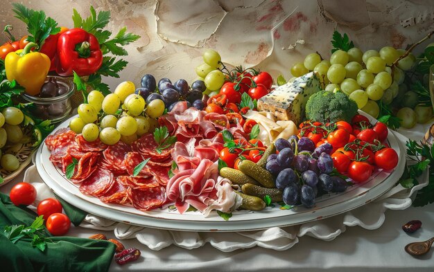 Antipasto on the Italy traditional background professional advertising food photo ai generated