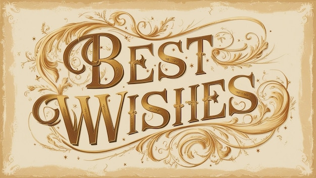 Photo antique best wishes vintage greeting card typography