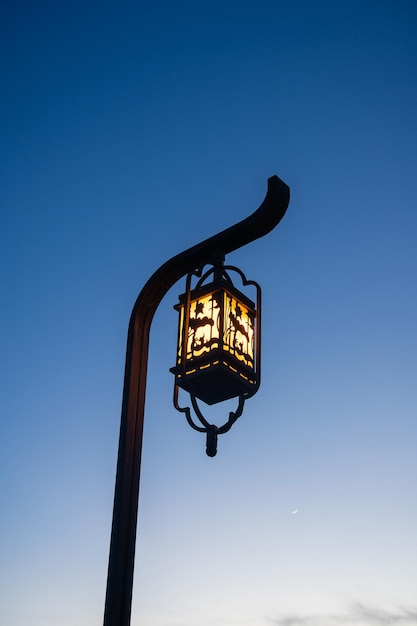 Antique Chinese style street lamp at night