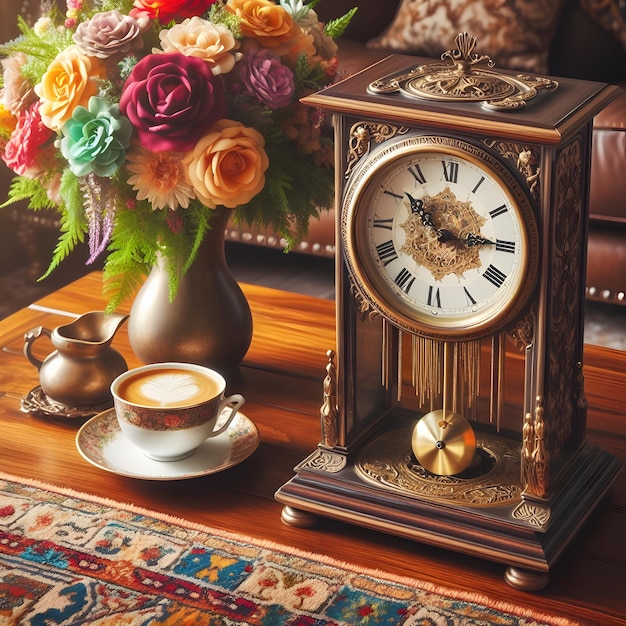 antique clock on a table