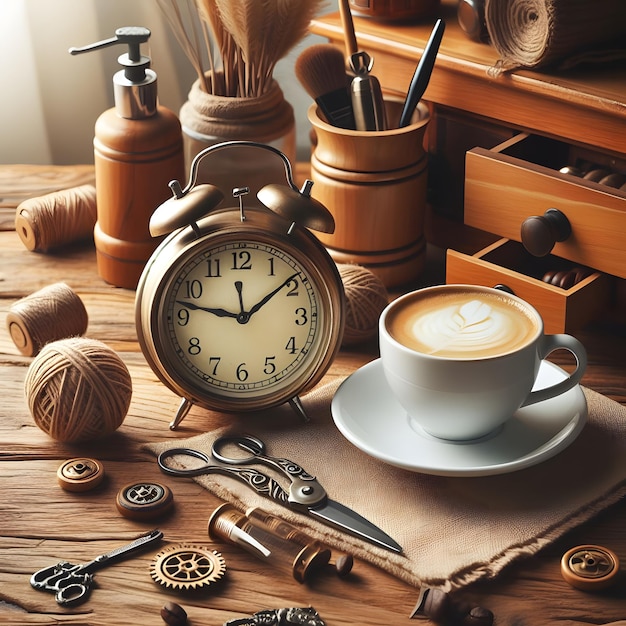 antique clock on a table