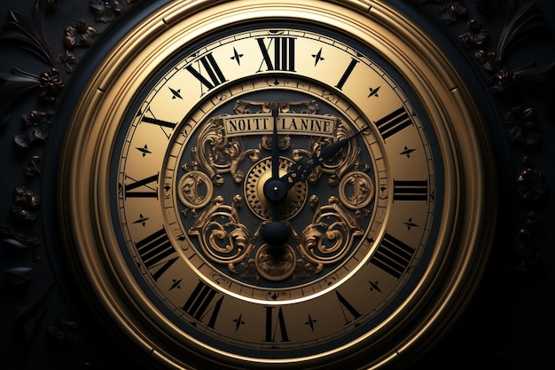 An antique clock with roman numerals and the Generative ai