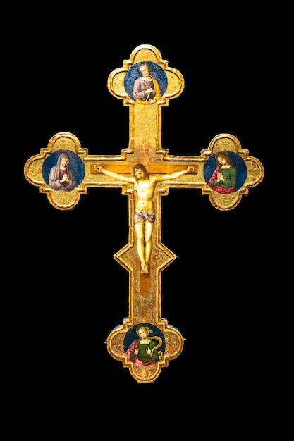 Antique crucifix made of gold Roman Catholic Church Jesus Christ