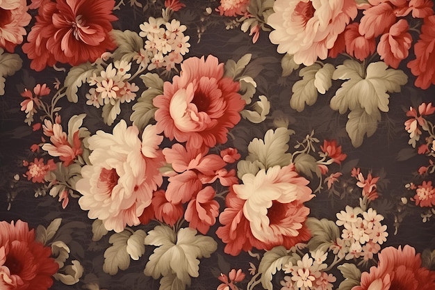 Antique Floral Fabric with Flowers Pattern for Textile Design