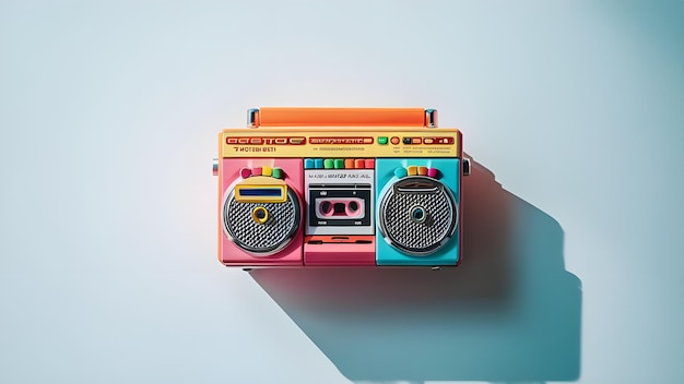 An antique ghetto blaster with a clipping path isolated on a white background