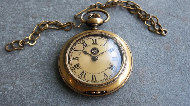 Antique gold pocket watch with roman numeral face and chain