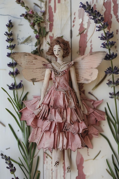 antique lavender fairy paper doll cottagecore christmas