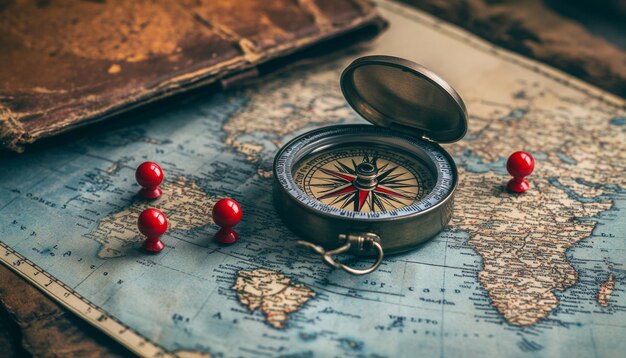 Antique map with a classic compass capturing the spirit of exploration travel and adventure perfect for those with a passion for discovering the worlds hidden paths