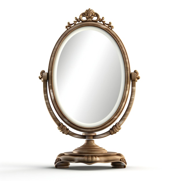 Antique mirror isolated on white background