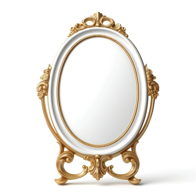 Antique mirror isolated on white background