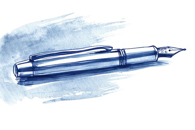 Antique of pen drawing sketch blue