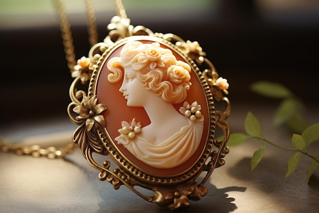 antique pendant with female figure