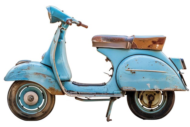 antique scooter shown in a white background Generative AI