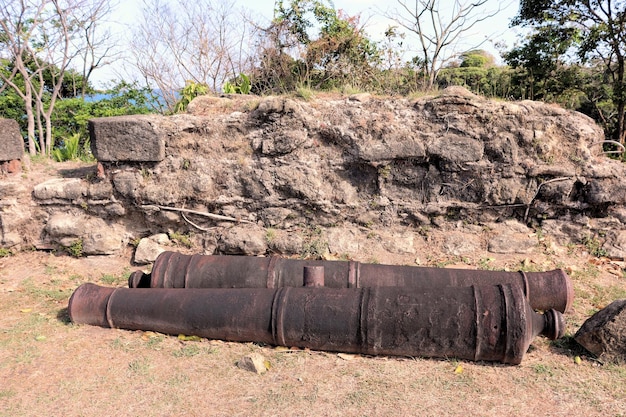 Antique Spanish cast iron cannons