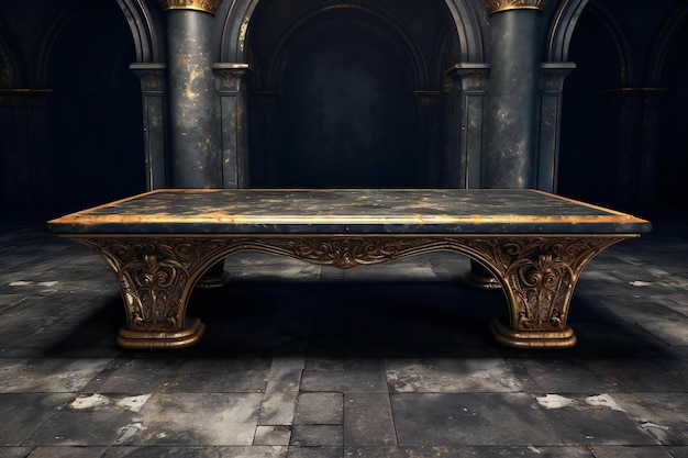 Antique table in a dark room