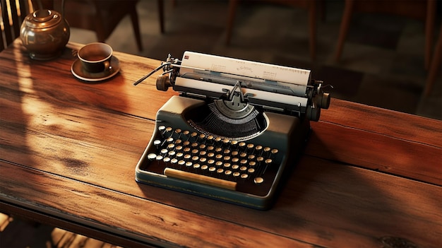 antique typewriter on a wooden table