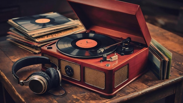 Antique vinyl record player