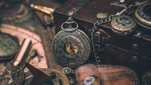 Antique Watch With Treasure Chest