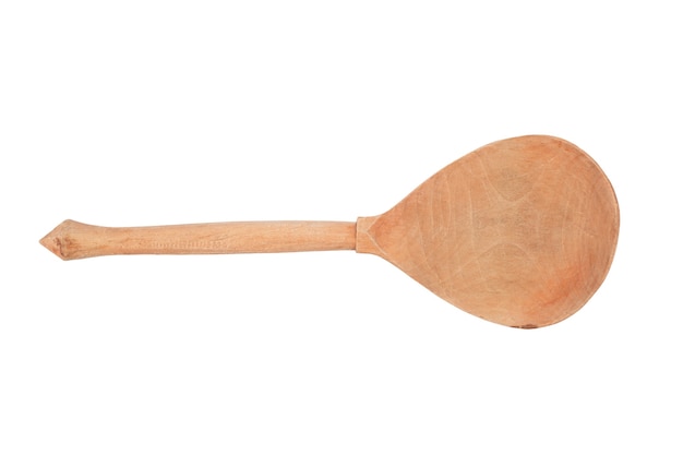 Antique wooden spoon handmade isolate on a white background