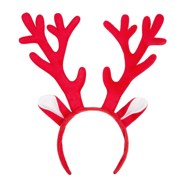 Antlers of a deer headband isolated on white background Pair of toy reindeer horns