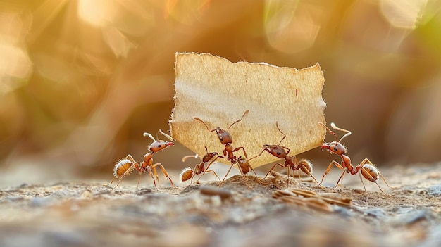 ants carrying a sheet of paper ants carrying a sheet