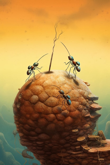 Ants couple working art