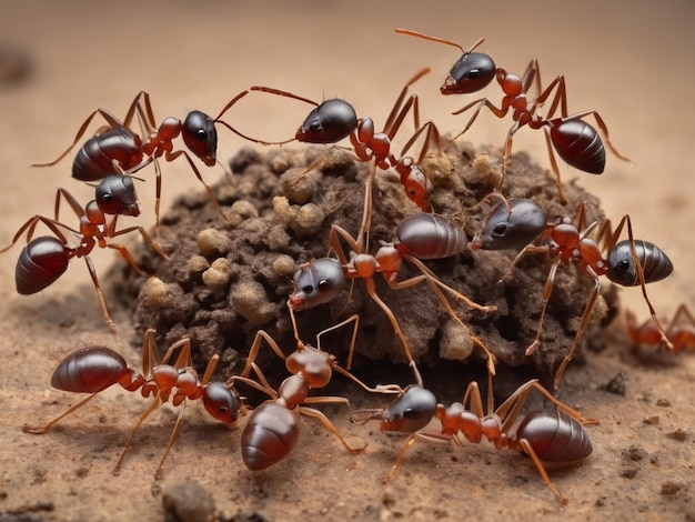 Ants roam the forest in groups