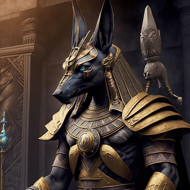 Anubis god warrior antropomophized in armour