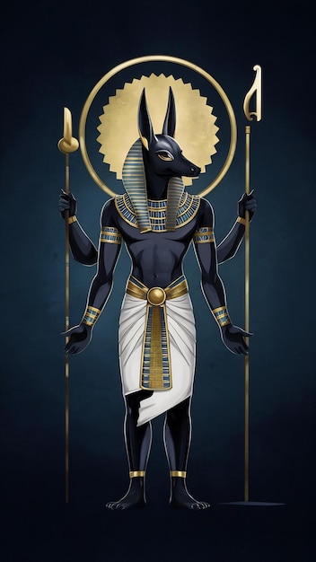 Photo anubis is an ancient egyptian god the deity of the underworld lords of the dead sacred animal