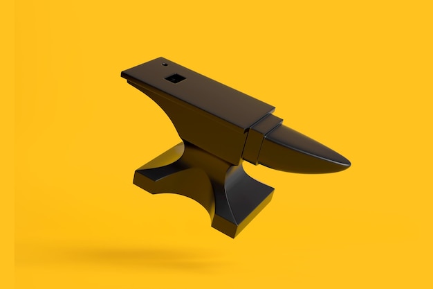 Anvil flies on a yellow background Creative minimal concept 3D render illustration