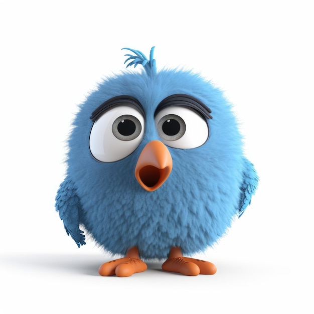 Anxious Twitter Bird In Pixar Style