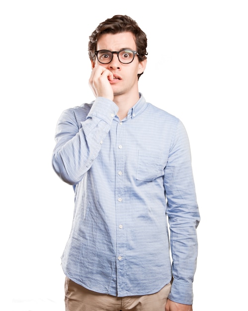 Anxious young man posing