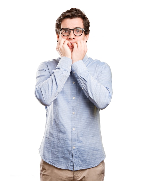 Anxious young man posing