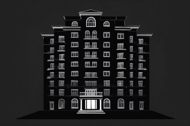 Photo apartment building silhouette vektor icon illustation