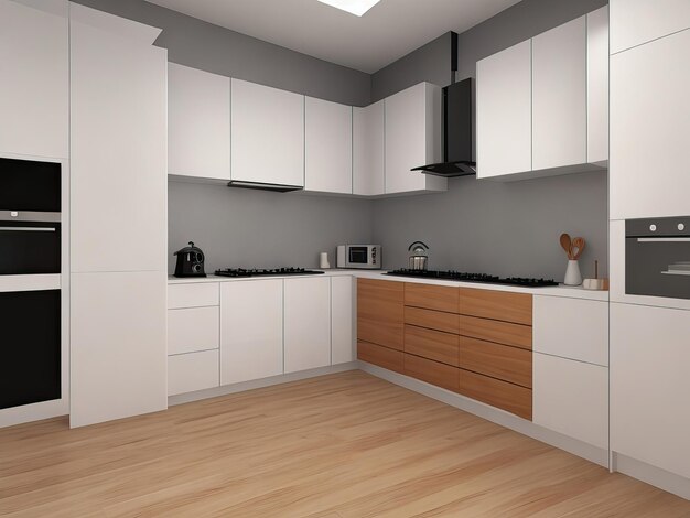 Apartment interior with kitchen 3d Generative AI