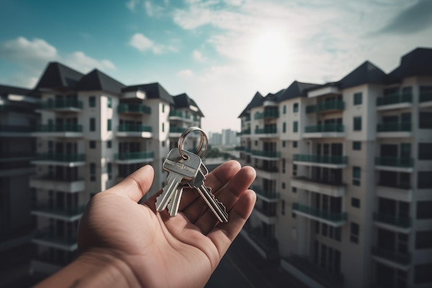 Apartment keys hands Generate Ai