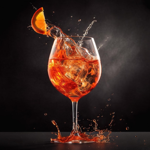 Aperol spritz cocktail splashing