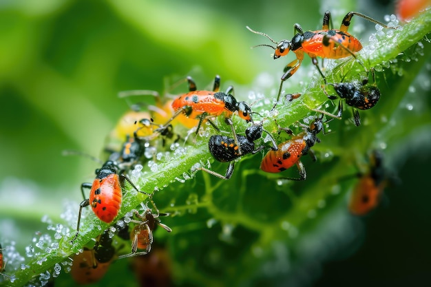 Aphid Insects Greenfly On Plant Small Garden Parasite Animals Aphids Pest Colony Closeup