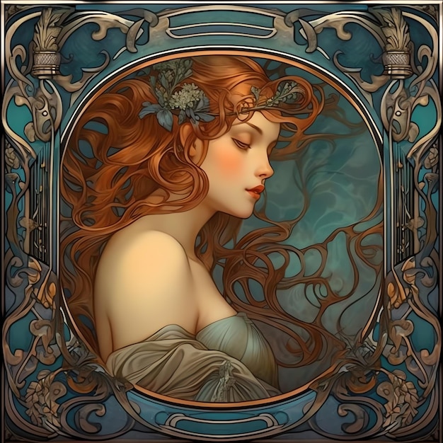 Aphrodite Goddess in Mucha Style Discover Exquisite Art